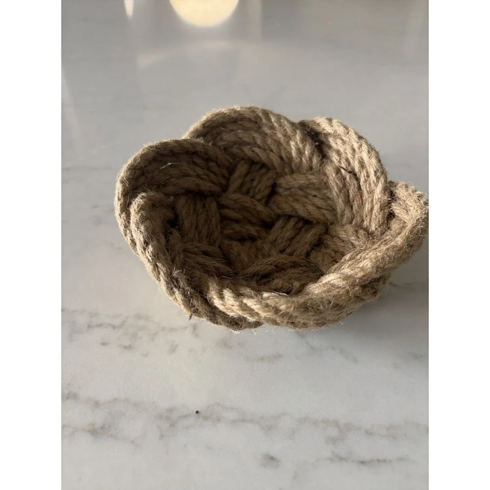 Rope Bowl Jute Basket Boho‎ Farmhouse Coastal Catchall Rustic Decor Chunky Cute!